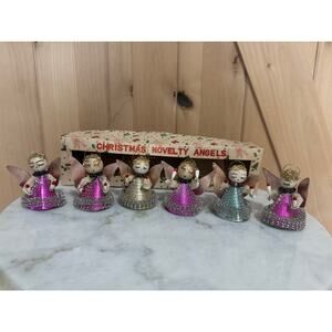 Vintage Japan Putz Christmas Angels Set of 6 with Original Box